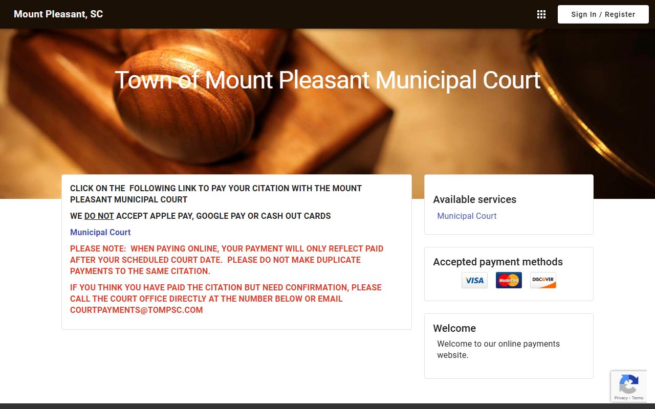 Town of Mount Pleasant documents and information request page
