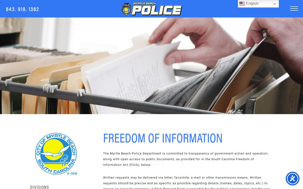 Myrtle Beach Police Department Freedom of Information resources