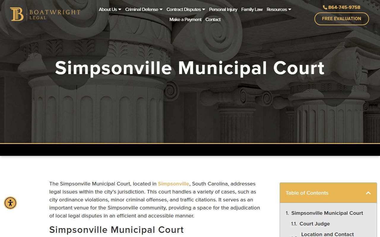 Simpsonville Municipal Court information