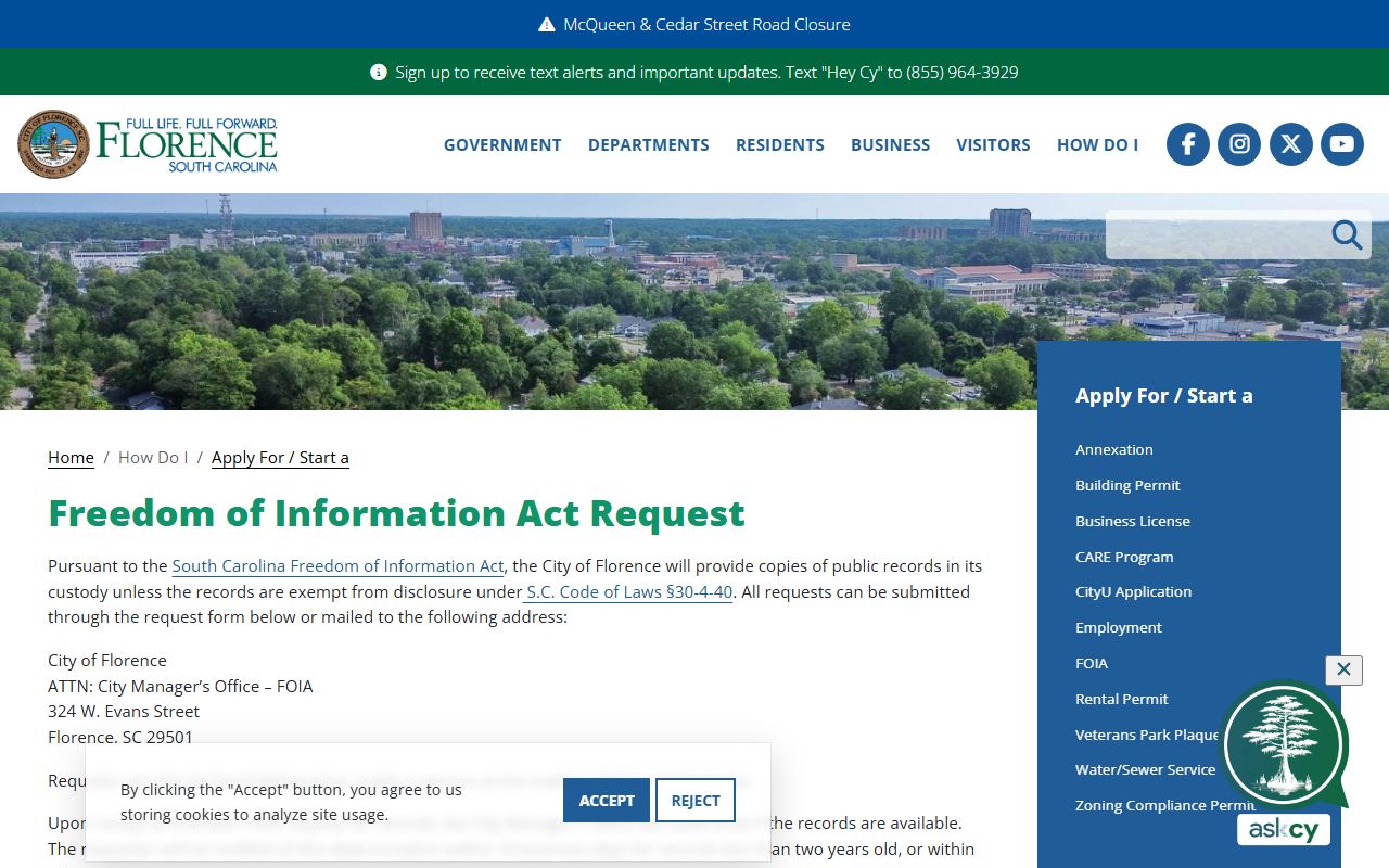 Florence County bankruptcy records FOIA public access
