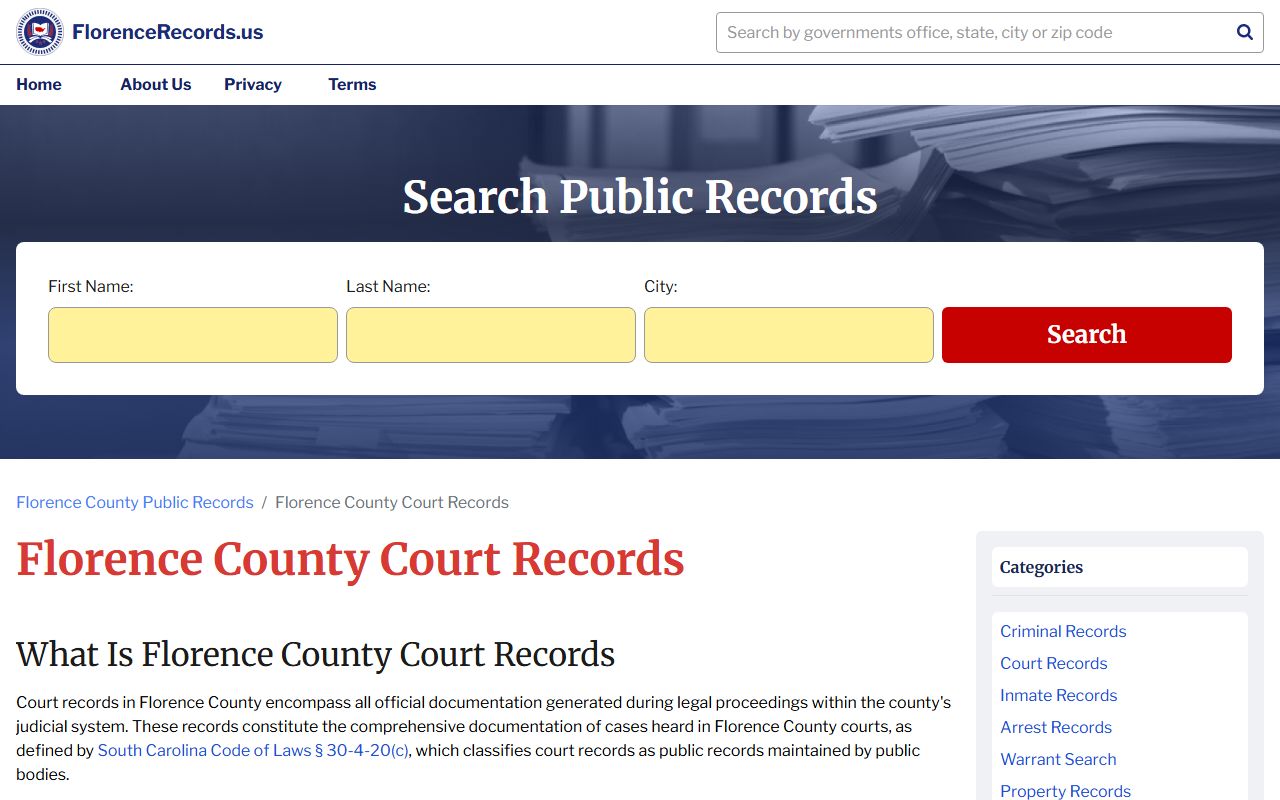 Florence County bankruptcy records official records online