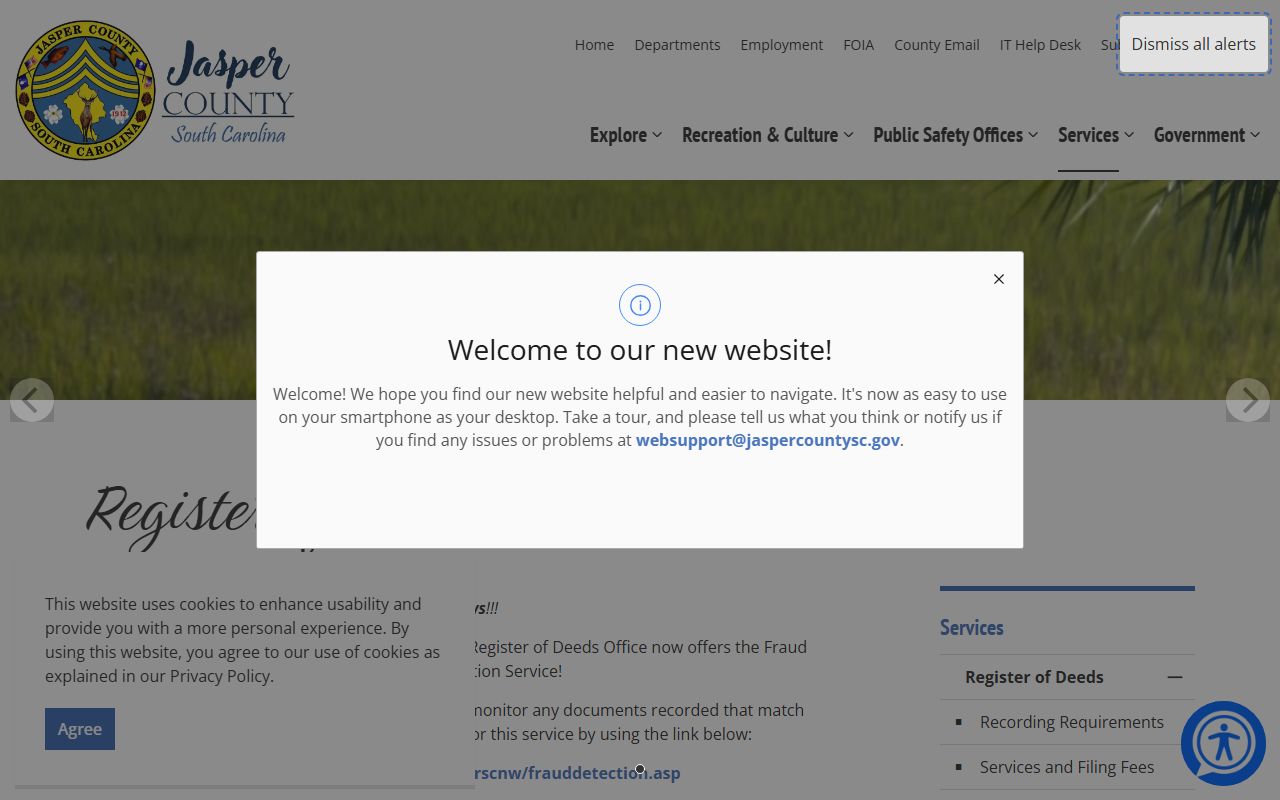 Jasper County Register of Deeds page for Jasper County bankruptcy records