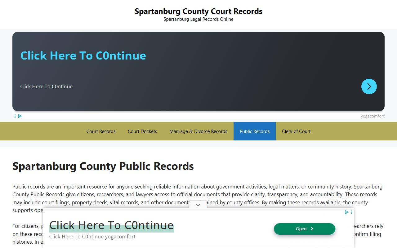 Spartanburg County Clerk of Court public records page for bankruptcy research