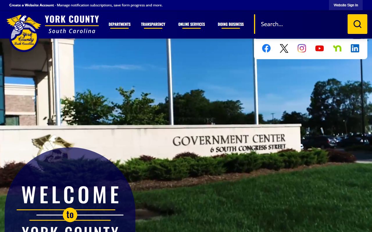 York County South Carolina government website with property and court information