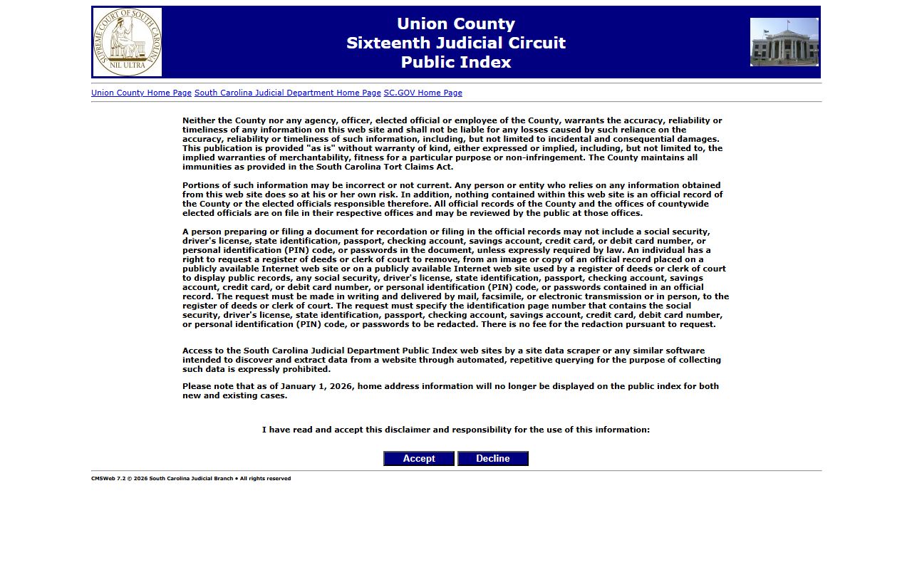 South Carolina Judicial Public Index for accessing bankruptcy and court records online